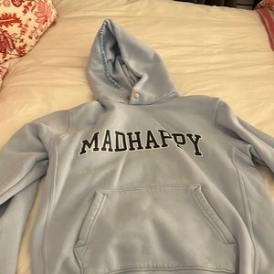 Light blue with dark blue lettering